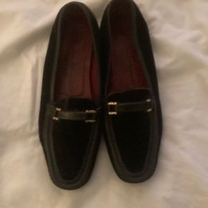 Salvatore Ferragamo Sports Black Suede flats  size 7.5, heels 1 inch